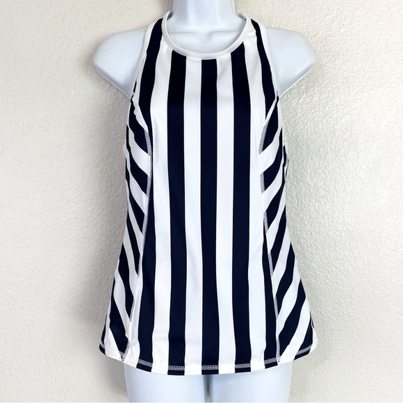 Tommy Bahama Island Active Stripe High Neck Racerback Tankini Top Size M - Picture 2 of 8